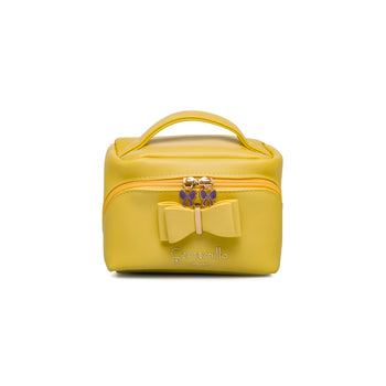 Beauty bag gialla da donna con fiocco frontale e manico Camomilla Milano, Articoli NON in sconto, SKU o933000229, Immagine 0